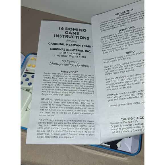 DOMINOS DOUBLE SIX SET COLOR DOT TABLE CLASSIC GAME - COLLECTIBLE TIN CONTAINER - Picture 3 of 6